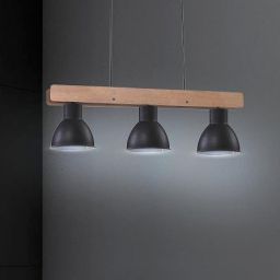 Candellux Vario lampa wisząca 3x60W czarny/drewno 33-73471
