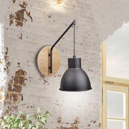 Candellux Vario kinkiet 1x60W czarny/drewno 21-73495