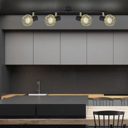 Candellux Acrobat lampa podsufitowa 4x40W czarny/złoty 94-66657