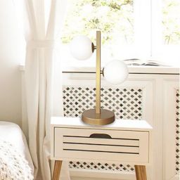 Candellux Kama lampa stołowa 2x28W mosiądz/biały 42-73433