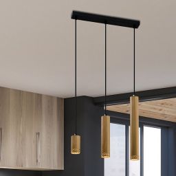 Candellux Tubo lampa wisząca 3x25W czarna/drewniana 33-79114