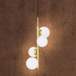 Candellux Cordel lampa wisząca 4x20W mosiądz/biały 34-01559