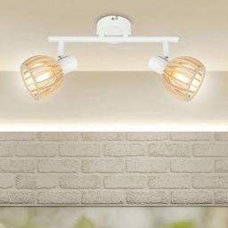 Candellux Atarri lampa podsufitowa 2x25W biały/drewno 92-68088