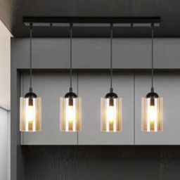 Candellux Bistro lampa wisząca 4x40W czarna/bursztynowa 34-00552