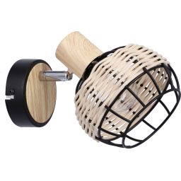 Candellux Tajga kinkiet 1x40W czarny/drewno 91-12197