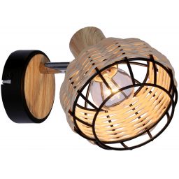 Candellux Tajga kinkiet 1x40W czarny/drewno 91-12197