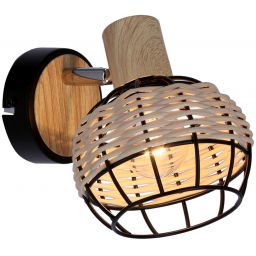 Candellux Tajga kinkiet 1x40W czarny/drewno 91-12197