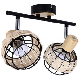 Candellux Tajga lampa podsufitowa 2x40W czarny/drewno 92-12203