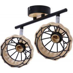 Candellux Tajga lampa podsufitowa 2x40W czarny/drewno 92-12203