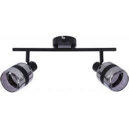 Candellux Yuki lampa podsufitowa 2x15W czarny mat/przydymiony 92-13422