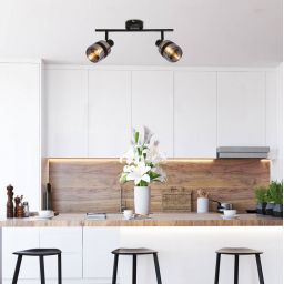 Candellux Yuki lampa podsufitowa 2x15W czarny mat/przydymiony 92-13422