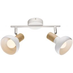 Candellux Puerto lampa podsufitowa 2x40W biały/drewno 92-62659
