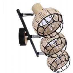 Candellux Tajga lampa podsufitowa 3x40W czarny/drewno 93-12227