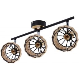 Candellux Tajga lampa podsufitowa 3x40W czarny/drewno 93-12227