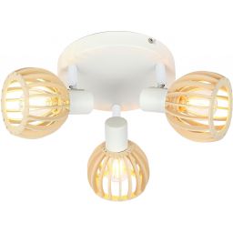 Candellux Atarri lampa podsufitowa 3x25W biały/drewno 98-68118