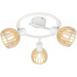 Candellux Atarri lampa podsufitowa 3x25W biały/drewno 98-68125