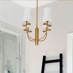 CosmoLight Bow lampa wisząca 4x40W biała/mosiądz P04190BR