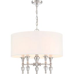 CosmoLight Austin lampa wisząca 5x40W biały/nikiel P05173NI-WH