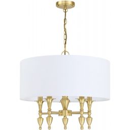 CosmoLight Austin lampa wisząca 5x40W biały/mosiądz P05197BR-WH