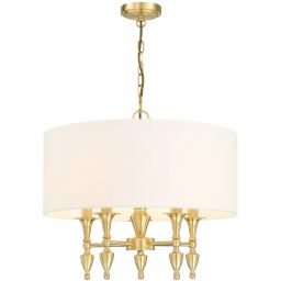 CosmoLight Austin lampa wisząca 5x40W biały/mosiądz P05197BR-WH