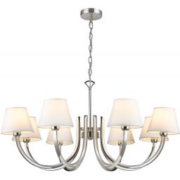 CosmoLight Atlanta lampa wisząca 8x40 W biała-nikiel P08810NI-WH