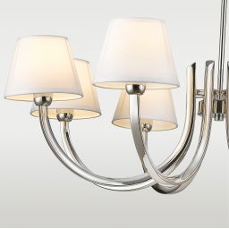 CosmoLight Atlanta lampa wisząca 8x40 W biała-nikiel P08810NI-WH