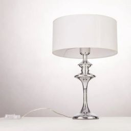 CosmoLight Abu Dhabi lampa stołowa 1x40 W biała-chrom T01413CH-WH