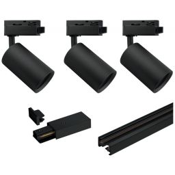 DPM zestaw szynoprzewód z 3 reflektorami czarny STR-3XGU10-B