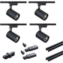 DPM zestaw szynoprzewód z reflektorami 4x15 W czarny STR-4X15W-B