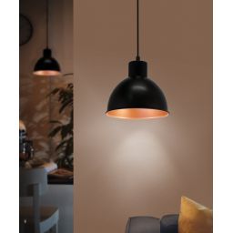 Eglo Truro lampa wisząca 1x60 W czarna-miedź 49238