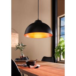 Eglo Truro lampa wisząca 1x60 W czarna-miedź 49247