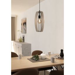 Eglo Bajazzara lampa wisząca 1x40 W czarna-szary 900502