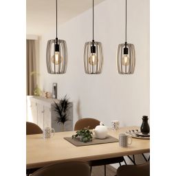 Eglo Bajazzara lampa wisząca 3x40 W czarna-szary 900503