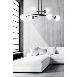 Emibig Halldor lampa podsufitowa 6x10 W czarna-mleczny 1024/6