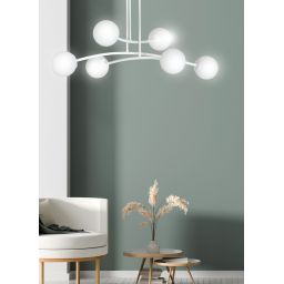 Emibig Halldor lampa podsufitowa 6x10 W biała-mleczny 1025/6