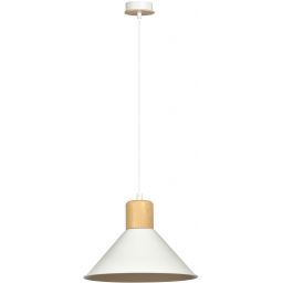 Emibig Rowen lampa wisząca 1x15 W biała-drewno 1045/1