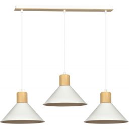 Emibig Rowen lampa wisząca 3x15 W biała-drewno 1045/3