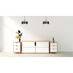 Emibig Torin lampa wisząca 1x15 W czarna-drewno 1046/1