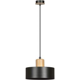 Emibig Torin lampa wisząca 1x15 W czarna-drewno 1046/1