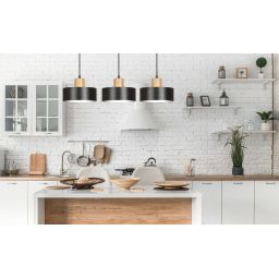 Emibig Torin lampa wisząca 3x15 W czarna-drewno 1046/3