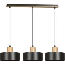 Emibig Torin lampa wisząca 3x15 W czarna-drewno 1046/3