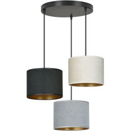 Emibig Hilde lampa wisząca 3x15 W biała-czarna-złota-szary/popielaty 1055/3PREM