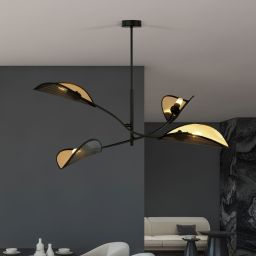 Emibig Lotus lampa podsufitowa 4x10 W czarna-złota 1106/4