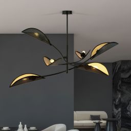 Emibig Lotus lampa podsufitowa 6x10 W czarna-złota 1106/6