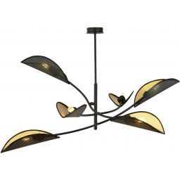 Emibig Lotus lampa podsufitowa 6x10 W czarna-złota 1106/6