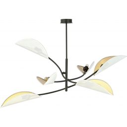 Emibig Lotus lampa podsufitowa 6x10 W biała-czarna-złota 1107/6