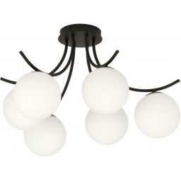 Emibig Boston lampa podsufitowa 6x10 W czarna-opal 1109/6