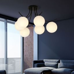 Emibig Boston lampa podsufitowa 6x10 W czarna-opal 1109/6