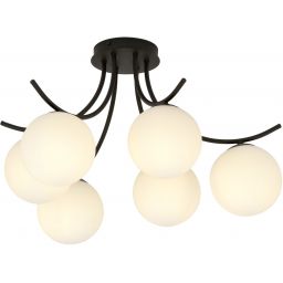 Emibig Boston lampa podsufitowa 6x10 W czarna-opal 1109/6
