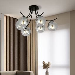 Emibig Boston lampa podsufitowa 6x10 W czarna-grafitowa 1110/6